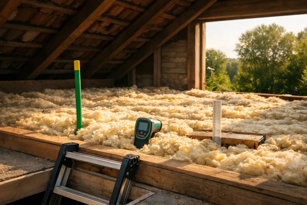 Isolation des combles perdus : R minimal, épaisseur réelle, tassement